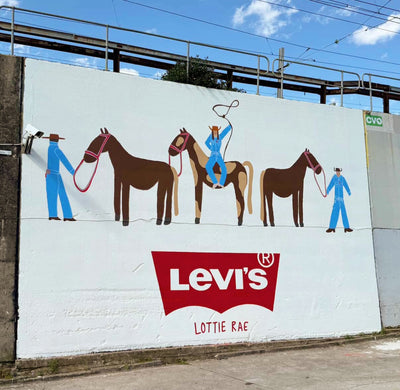 Levi’s event artwork for a live custom embroidery activation by amR and Lottie Rae in Melbourne