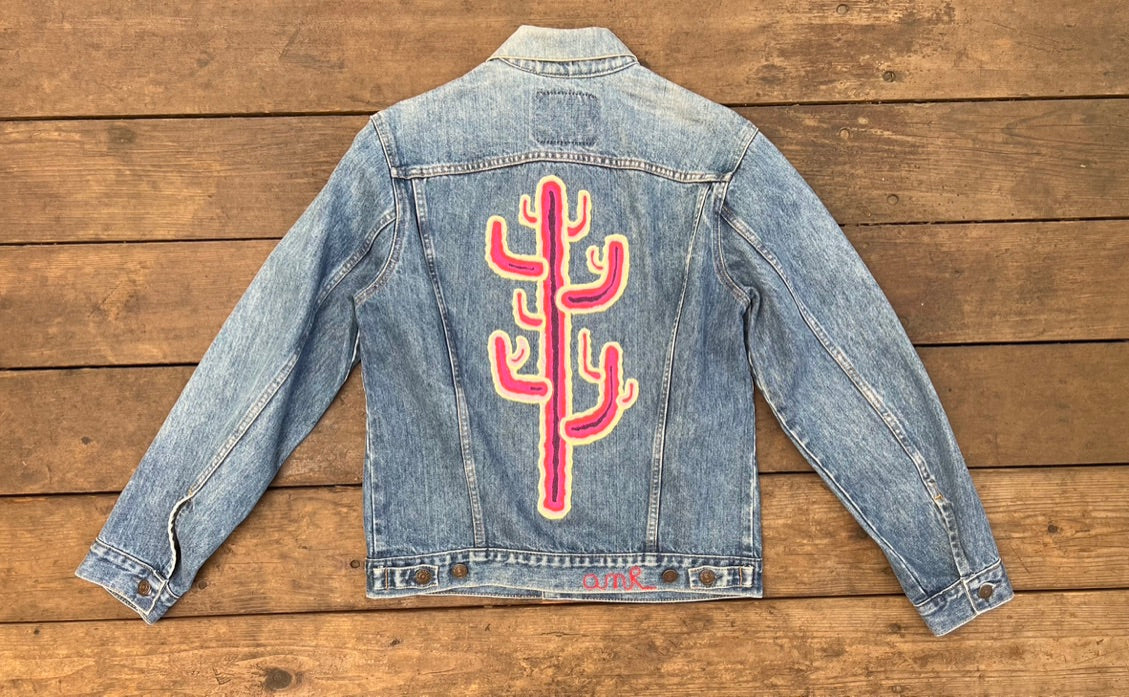 "One of a Kind" amR Psychedelic Cactus Denim Jacket