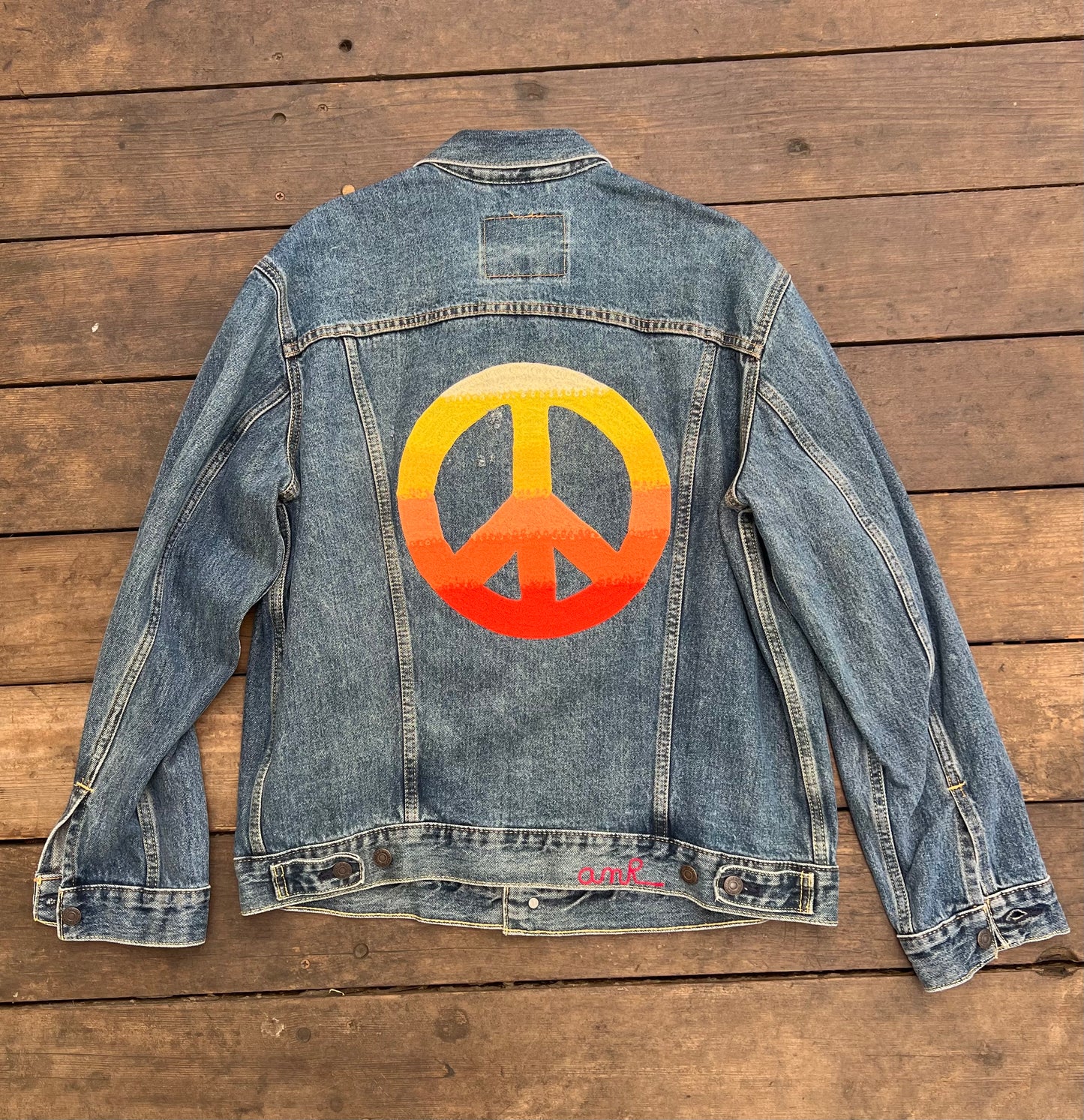 "One of a Kind" Peace Sign Denim Jacket.